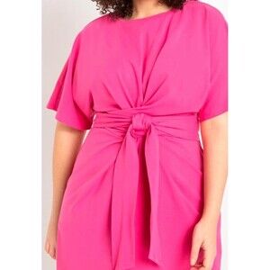 Womens Hot Pink T Shirt Dress 3XL Plus Wrap Around Tie